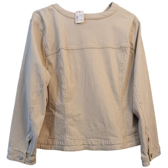 NEW CJ BANKS‎ Lightweight Jacket Size 3X Neutral Tan White Silver Tone Buttons - Picture 2 of 9